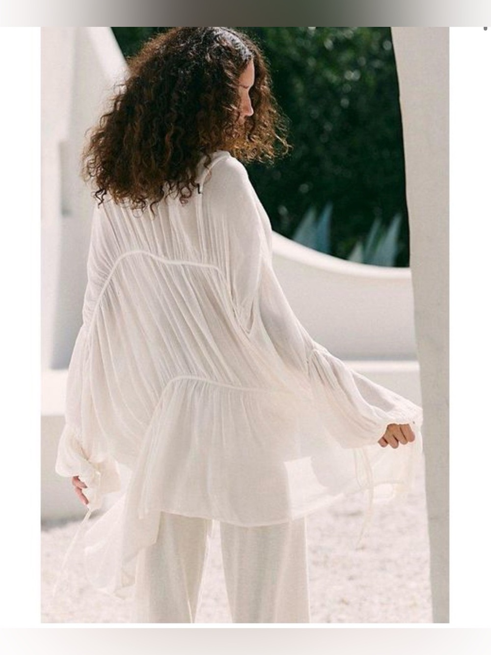 Free People Women's White Juliet Sheer Tie-Front Duster NEW! - Picture 2 of 10
